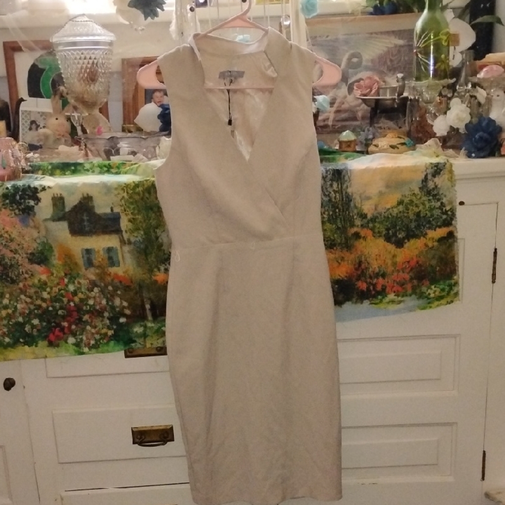 Elegant Cream Sleeveless Dress